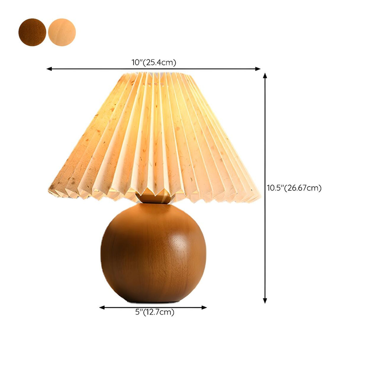 Simple Umbrella Pleated Wooden Globe Base Table Lamp 