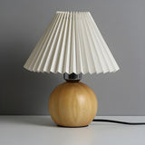 Simple Umbrella Pleated Wooden Globe Base Table Lamp Image - 8