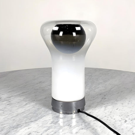 Simple Unique Geometric Nickel Base Glass Table Lamp Image - 1