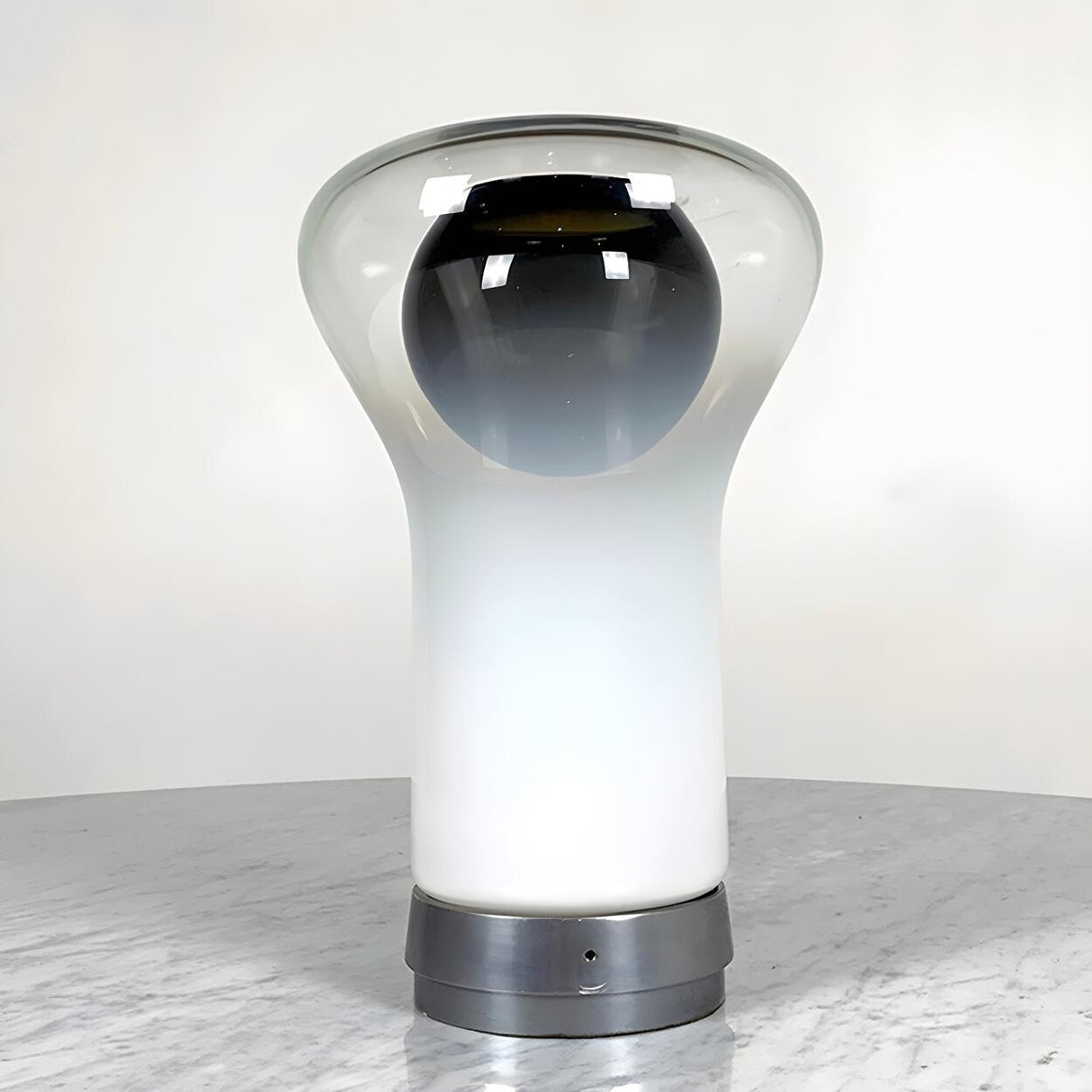 Simple Unique Geometric Nickel Base Glass Table Lamp Image - 11