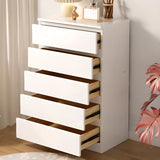 Simple Vertical Hardwood White Dresser with 5 Drawers Image - 1