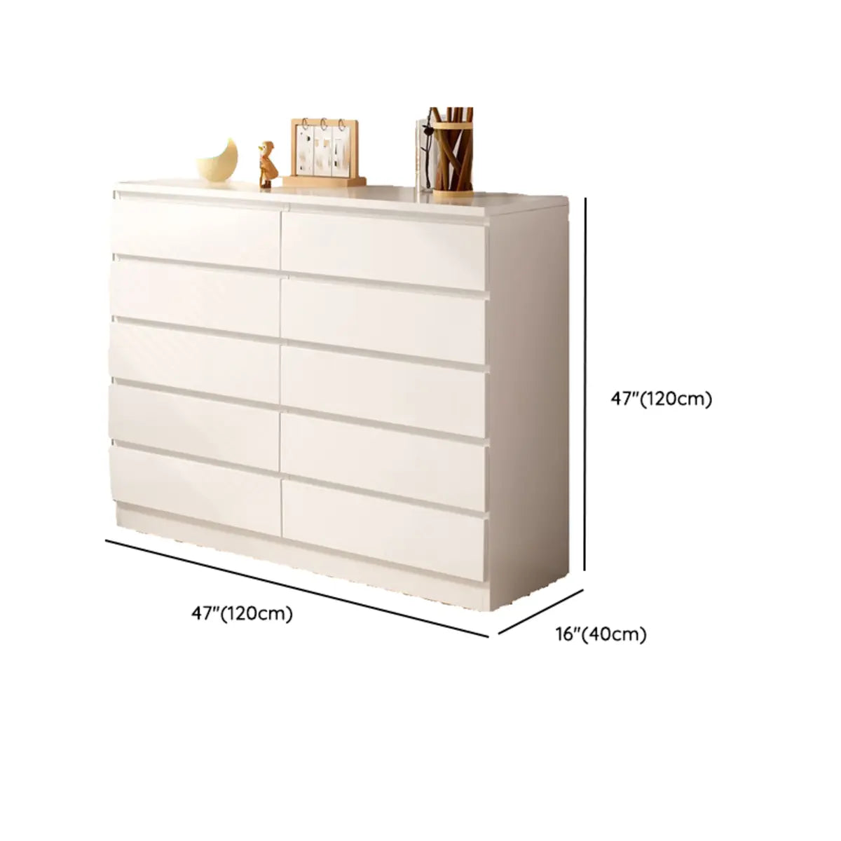 Simple Vertical Hardwood White Dresser with 5 Drawers Image - 21