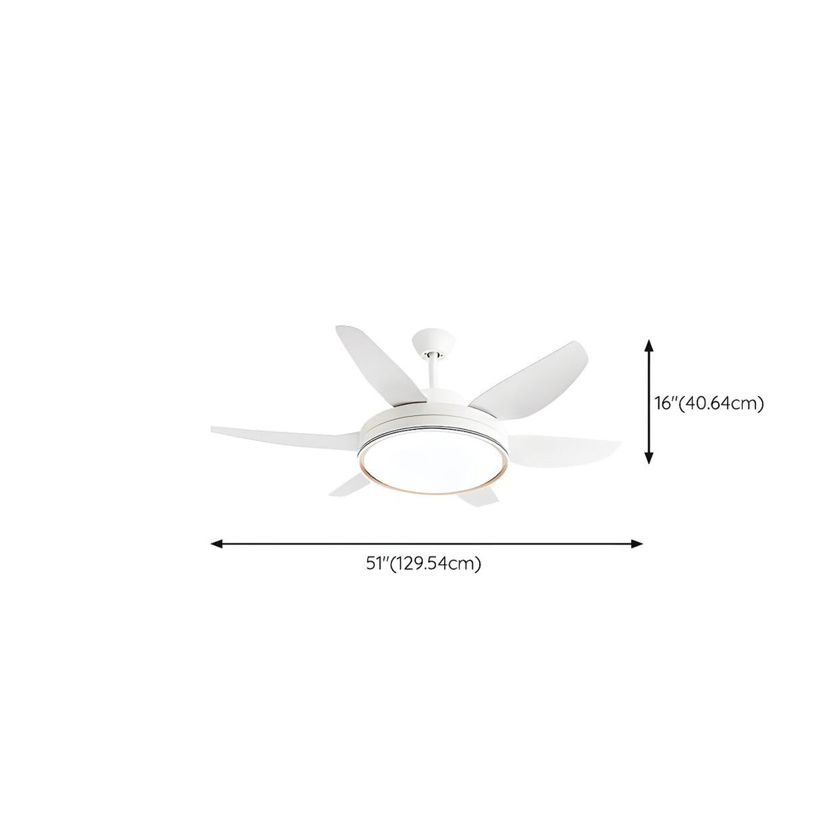 Simple White 6 Blades Windmill LED Ceiling Fan Light 