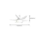 Simple White 6 Blades Windmill LED Ceiling Fan Light #size