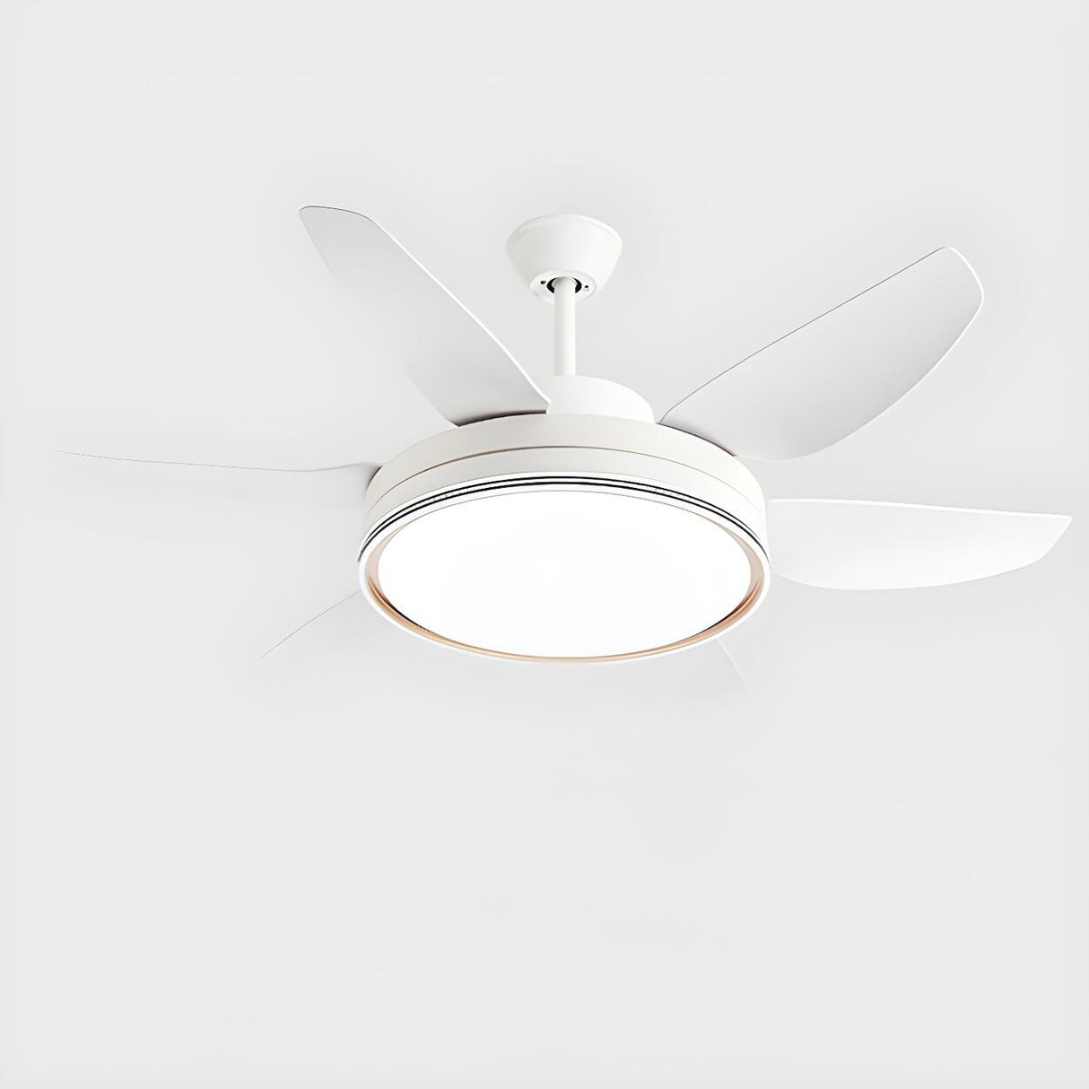 Simple White 6 Blades Windmill LED Ceiling Fan Light Image - 2