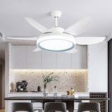 Simple White 6 Blades Windmill LED Ceiling Fan Light Image - 8