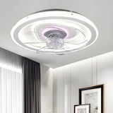 Simple White 7-Blade Modern LED Ceiling Fan with Light Image - 1