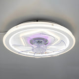 Simple White 7-Blade Modern LED Ceiling Fan with Light Image - 10