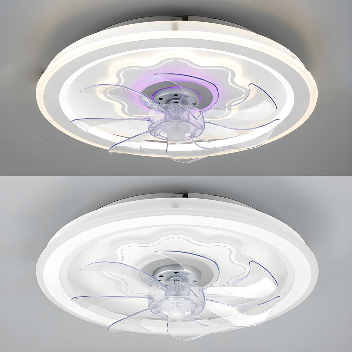 Simple White 7-Blade Modern LED Ceiling Fan with Light Image - 12