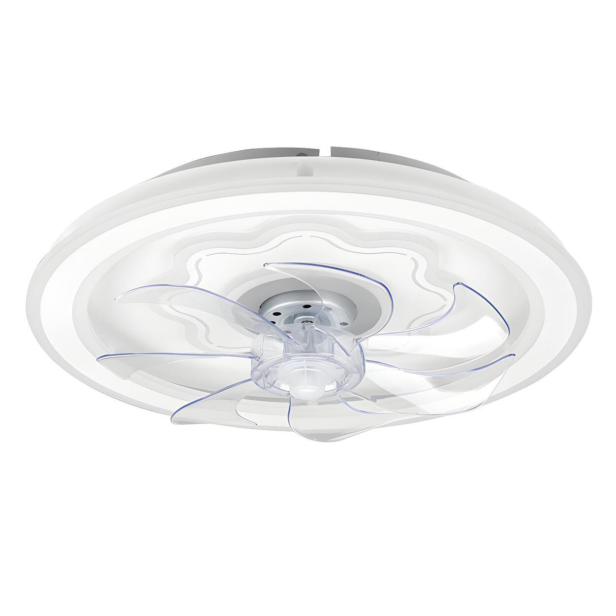 Simple White 7-Blade Modern LED Ceiling Fan with Light Image - 5