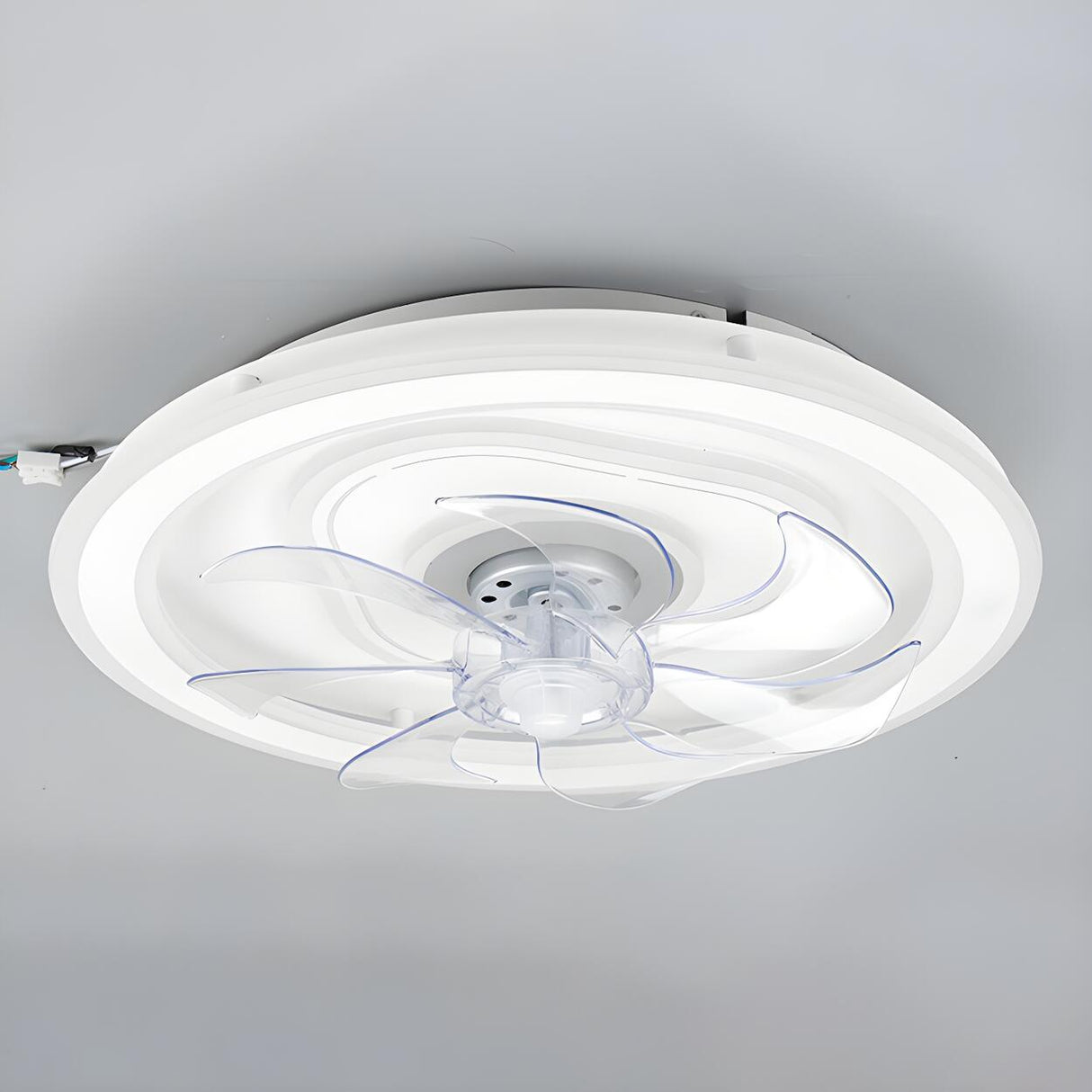 Simple White 7-Blade Modern LED Ceiling Fan with Light Image - 6