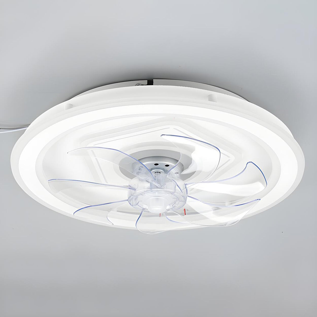 Simple White 7-Blade Modern LED Ceiling Fan with Light Image - 7