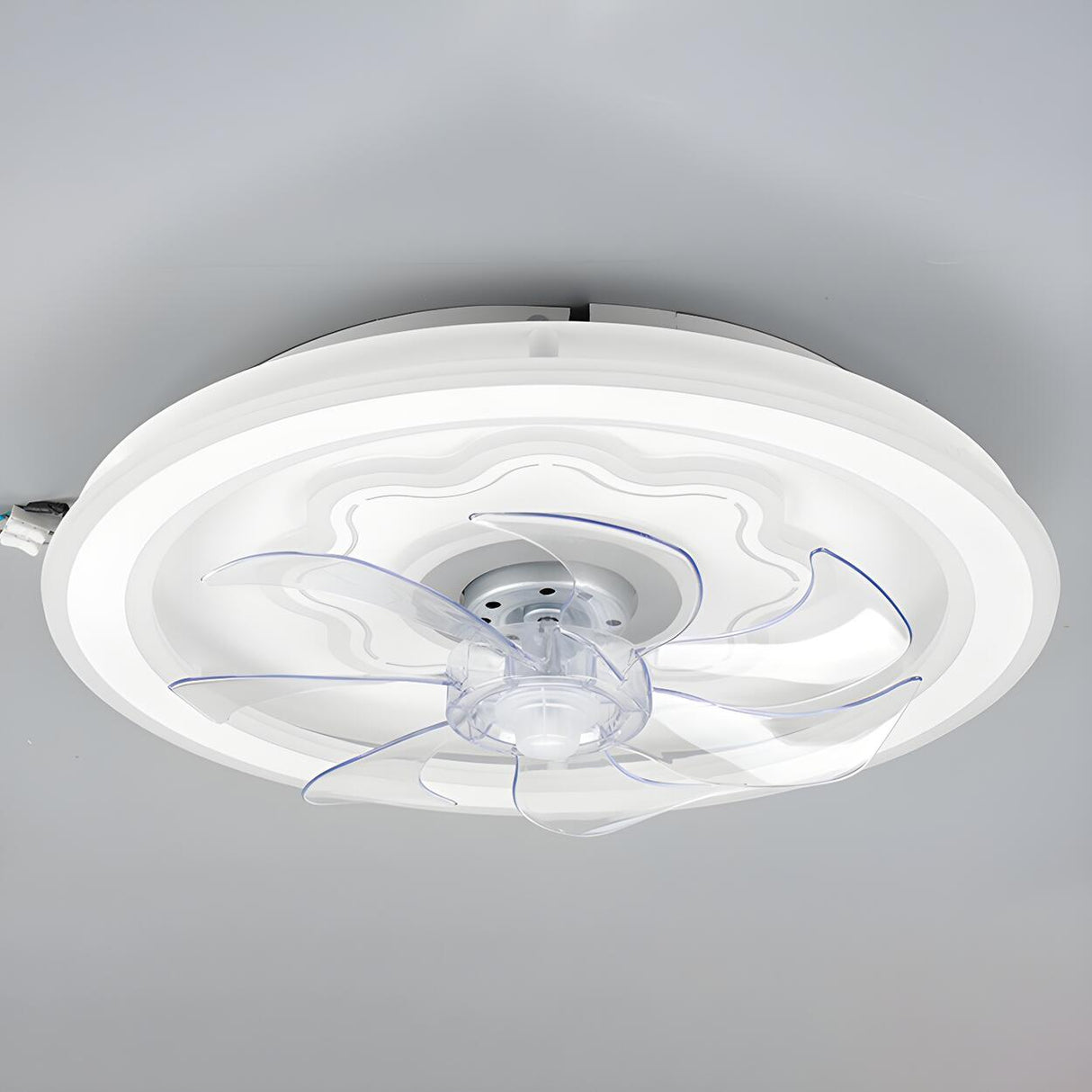 Simple White 7-Blade Modern LED Ceiling Fan with Light Image - 8