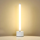 Simple White Aluminum LED Straight Line Table Lamp Image - 7