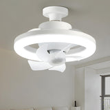 Simple White Circle Windmill Blade Ceiling Fan Light Image - 1