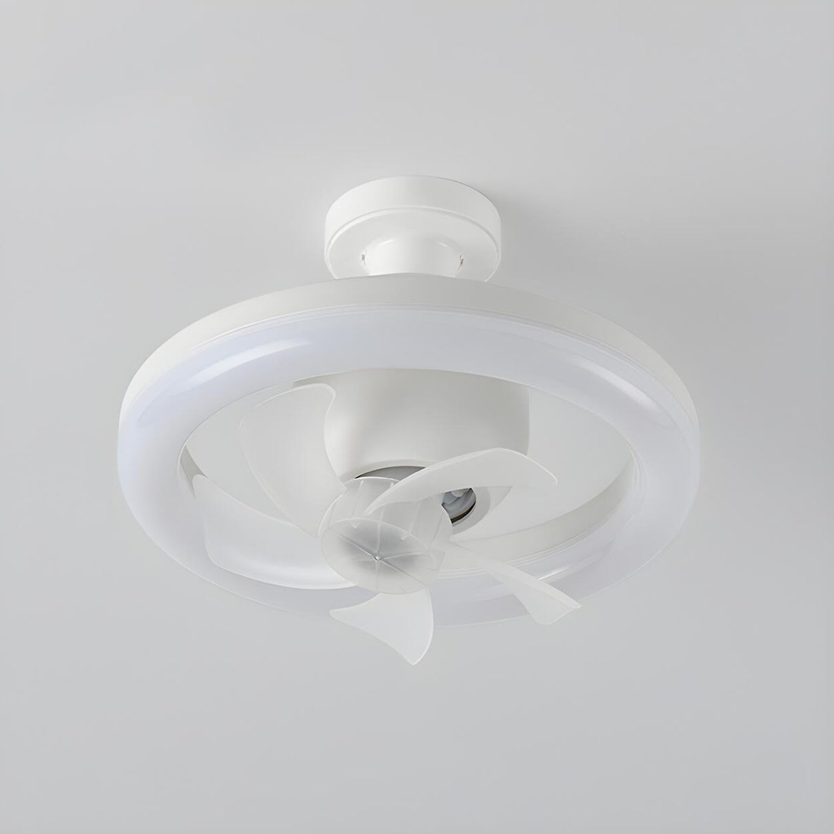 Simple White Circle Windmill Blade Ceiling Fan Light Image - 10