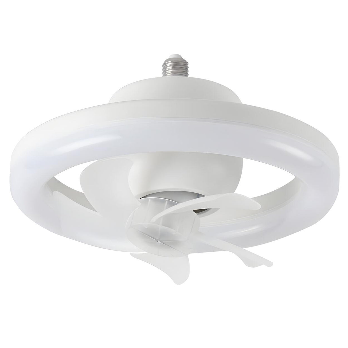 Simple White Circle Windmill Blade Ceiling Fan Light Image - 12