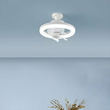 Simple White Circle Windmill Blade Ceiling Fan Light Image - 4