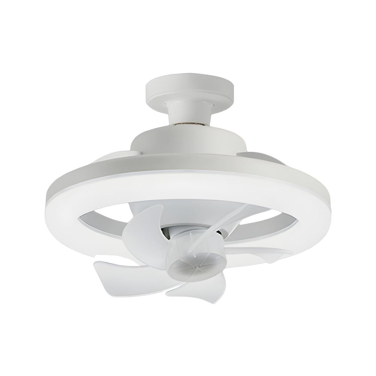 Simple White Circle Windmill Blade Ceiling Fan Light Image - 5