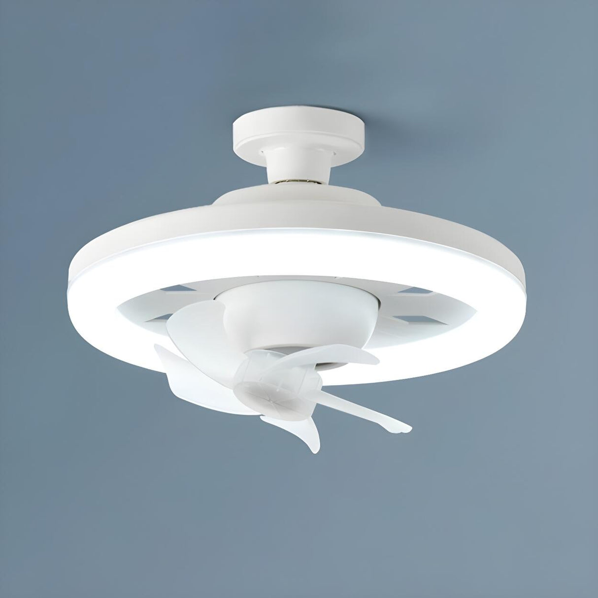 Simple White Circle Windmill Blade Ceiling Fan Light Image - 7