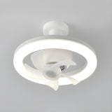 Simple White Circle Windmill Blade Ceiling Fan Light Image - 8