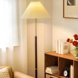 Simple White Cone Wooden Floor Lamp with Pull Chain Image - 10