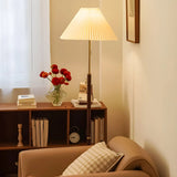 Simple White Cone Wooden Floor Lamp with Pull Chain Image - 13