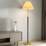 Simple White Cone Wooden Floor Lamp with Pull Chain Image - 6