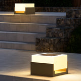 Simple White Cube Aluminum Outdoor Pathway Table Lamp Image - 3