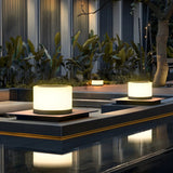 Simple White Cylindrical Pillar LED Outdoor Table Lamp Image - 7