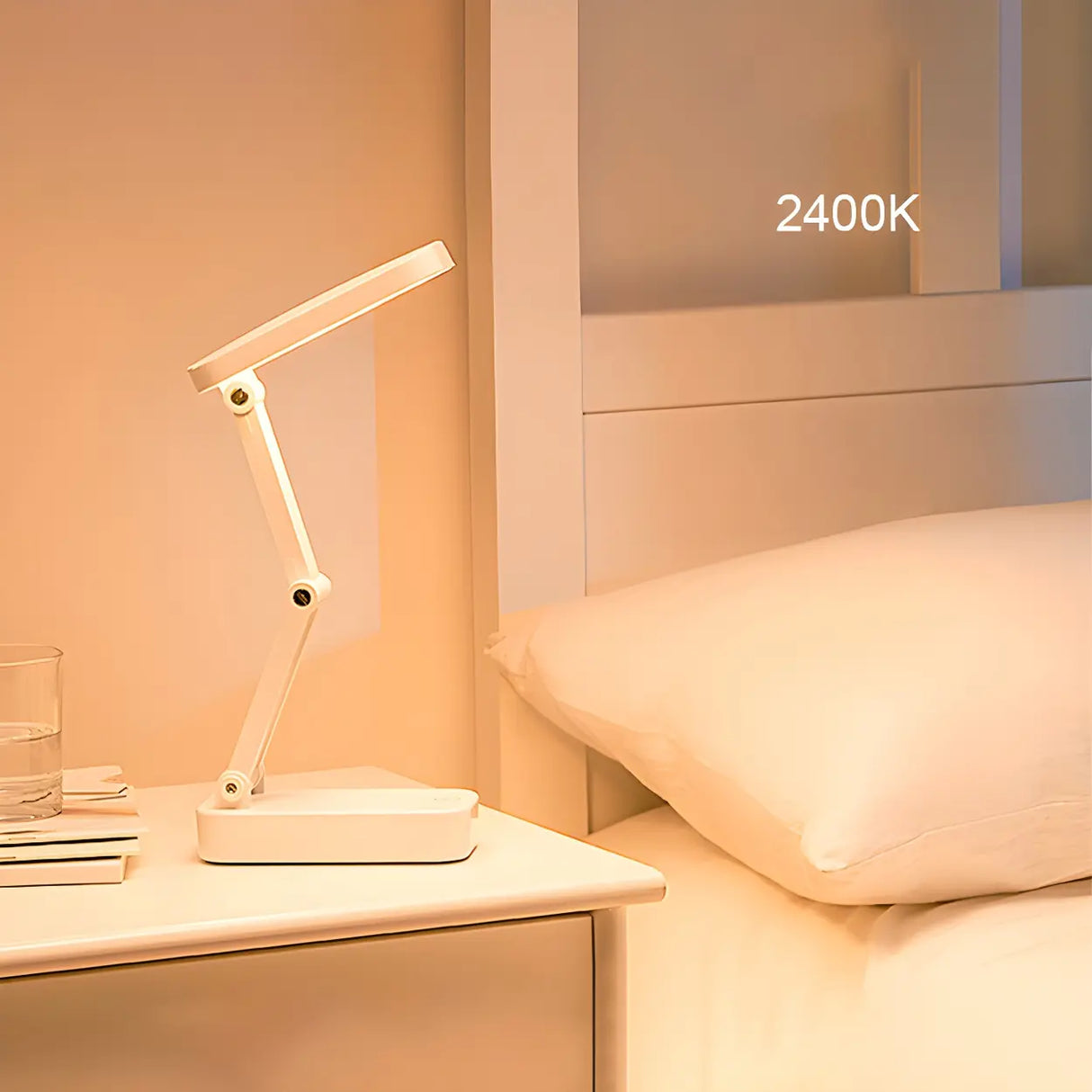 Simple White Dimmable LED Modern Bedroom Table Lamp Image - 10