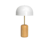 Simple White Dome Cylindrical Wooden Base Table Lamp Image - 5