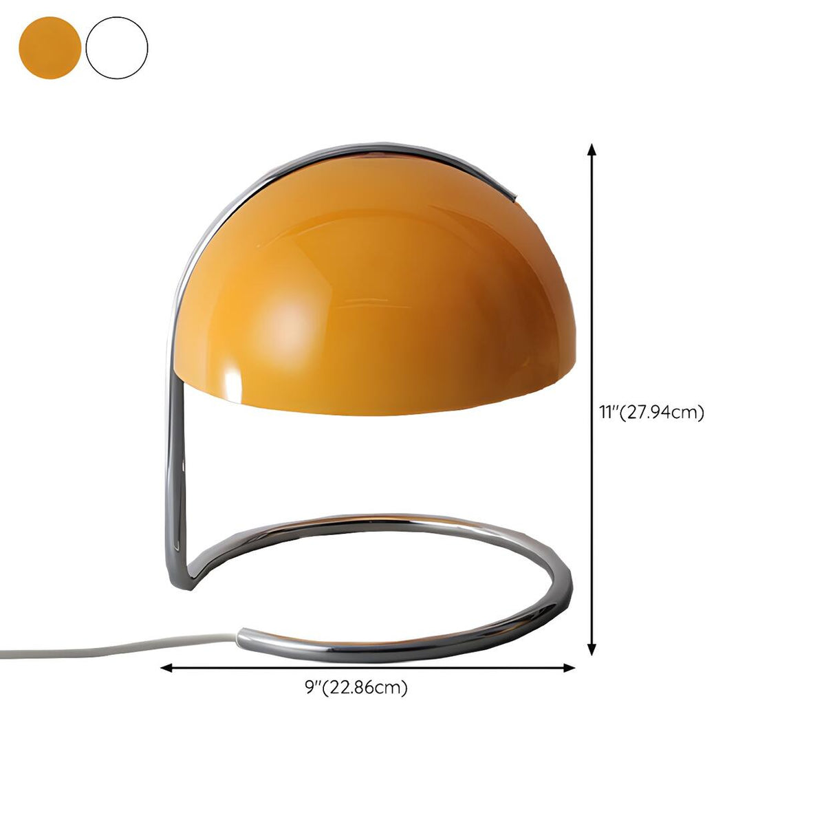 Simple White Dome Shade Ring Chrome Base Table Lamp 