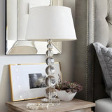 Simple White Fabric Crystal Ball Tower Base Table Lamp Image - 1