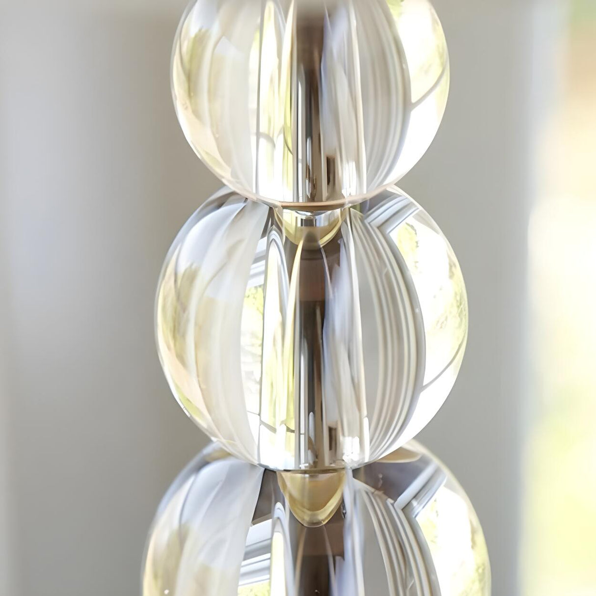 Simple White Fabric Crystal Ball Tower Base Table Lamp Image - 6