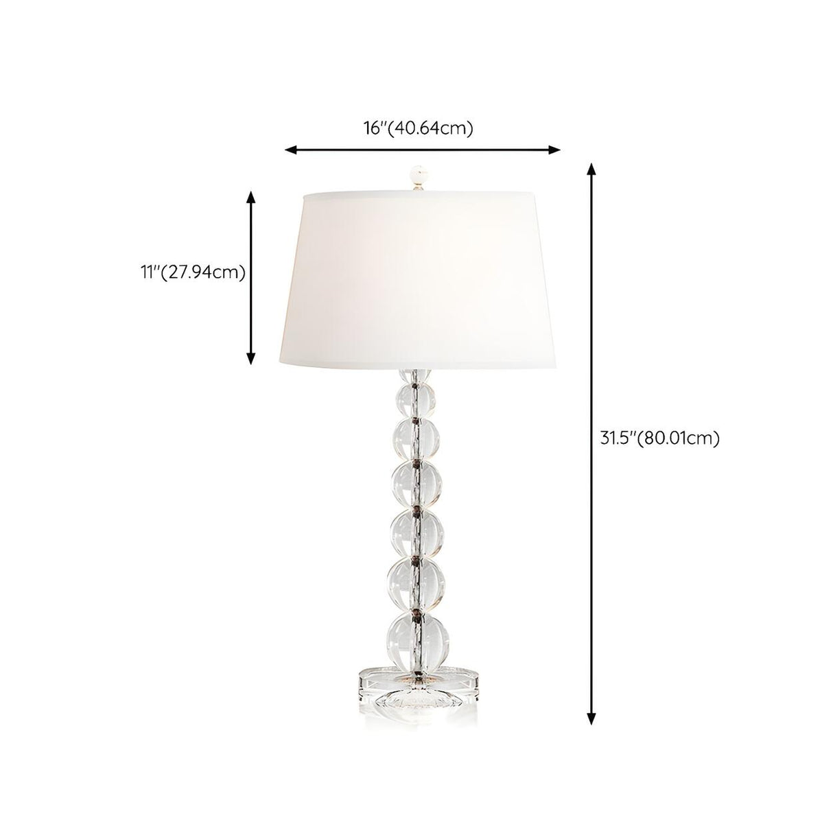 Simple White Fabric Crystal Ball Tower Base Table Lamp 