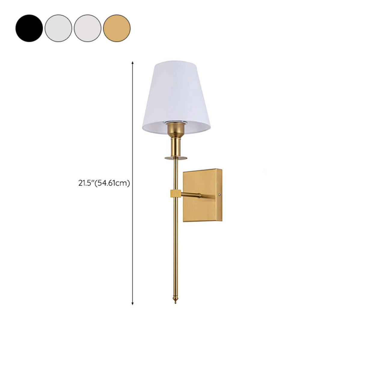 Simple White Fabric Cylinder Gold Metal Wall Sconce 