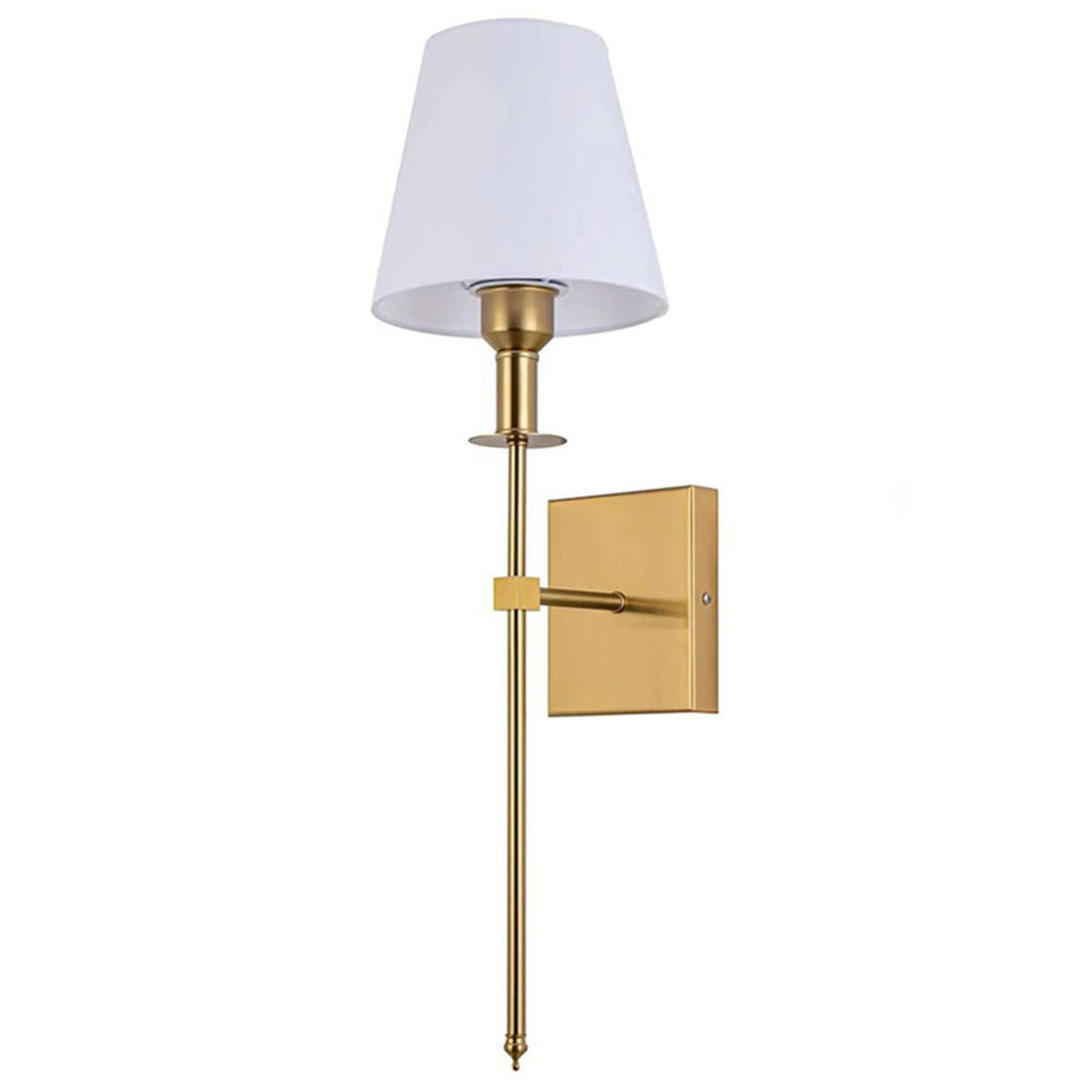 Simple White Fabric Cylinder Gold Metal Wall Sconce Image - 8