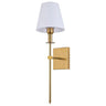 Simple White Fabric Cylinder Gold Metal Wall Sconce Image - 8