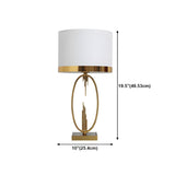 Simple White Fabric Shade Gold Oval Frame Table Lamp #size