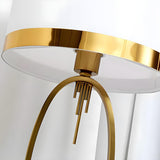 Simple White Fabric Shade Gold Oval Frame Table Lamp Image - 8