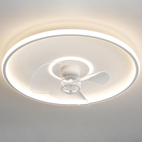 Simple White Flush-Mounted Dimming Ceiling Fan Light Image - 2