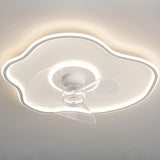 Simple White Flush-Mounted Dimming Ceiling Fan Light Image - 3