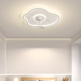 Simple White Flush-Mounted Dimming Ceiling Fan Light Image - 5