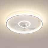 Simple White Flush-Mounted Dimming Ceiling Fan Light Image - 6