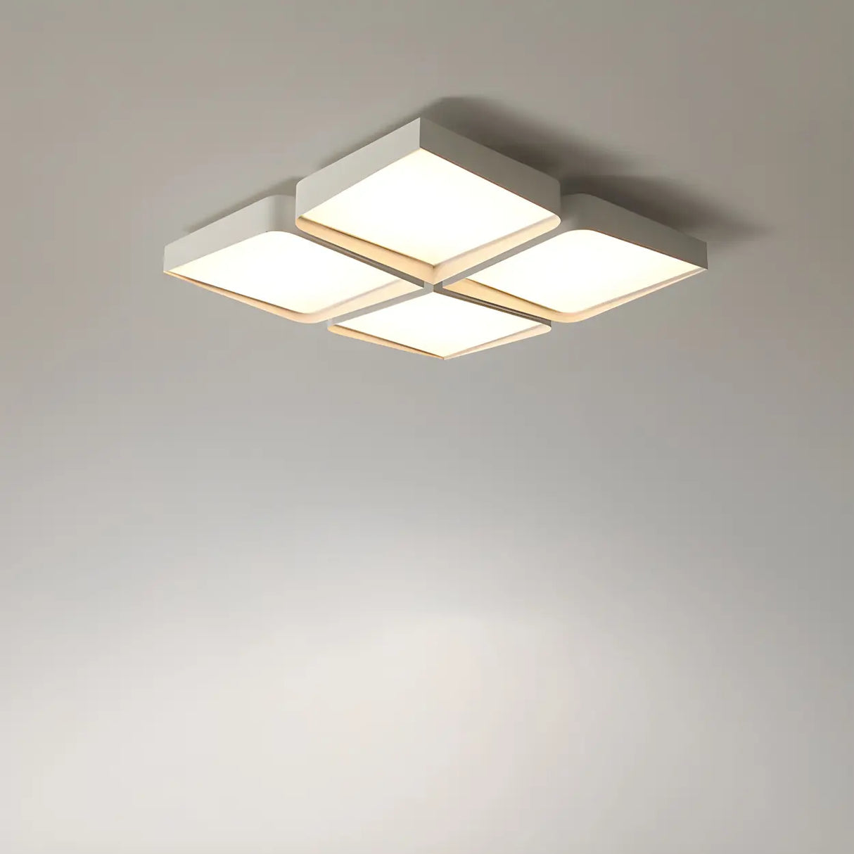 Simple White Four Square LED Flush Mount Ceiling Light Image - 1