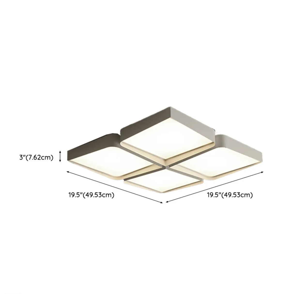 Simple White Four Square LED Flush Mount Ceiling Light 