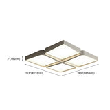 Simple White Four Square LED Flush Mount Ceiling Light #size