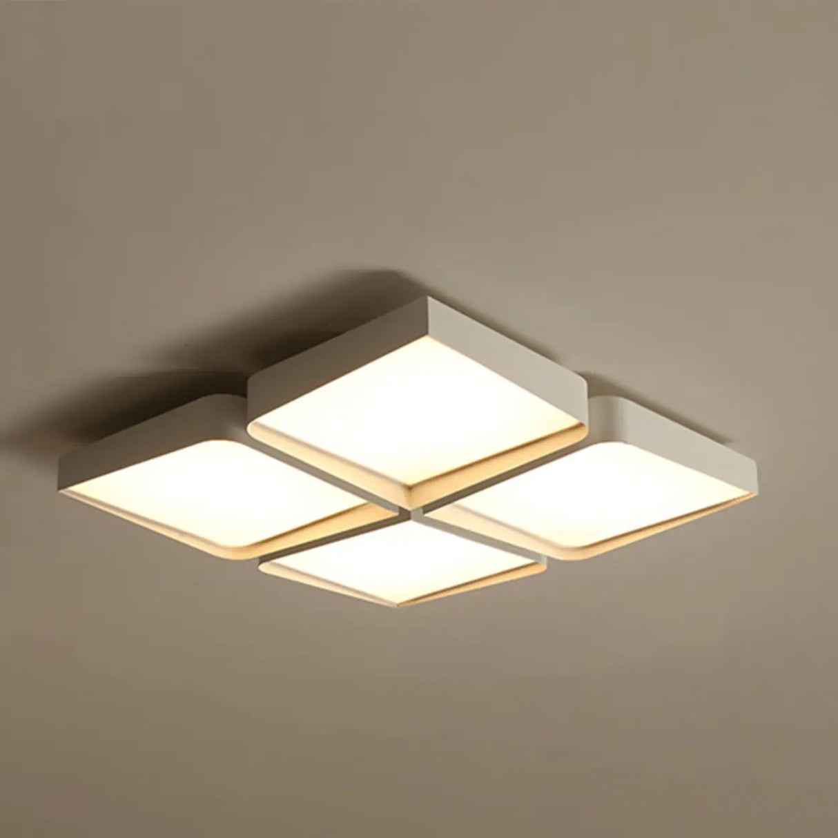 Simple White Four Square LED Flush Mount Ceiling Light Image - 2