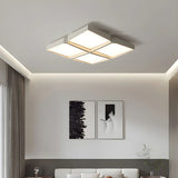 Simple White Four Square LED Flush Mount Ceiling Light Image - 4